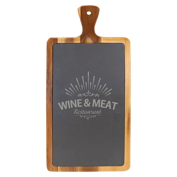 16" x 7 3/4" Acacia Wood/Slate Cutting Board - 16" x 7 3/4" Acacia Wood/Slate Cutting Board - Image 0 of 3