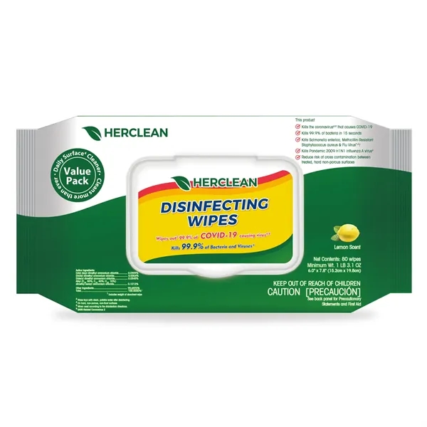 Disinfectant Wipes, 6" x 7.8", White, 80/Pack, 12 Packs/Case - Disinfectant Wipes, 6" x 7.8", White, 80/Pack, 12 Packs/Case - Image 0 of 6