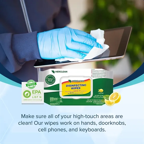 Disinfectant Wipes, 6" x 7.8", White, 80/Pack, 12 Packs/Case - Disinfectant Wipes, 6" x 7.8", White, 80/Pack, 12 Packs/Case - Image 5 of 6