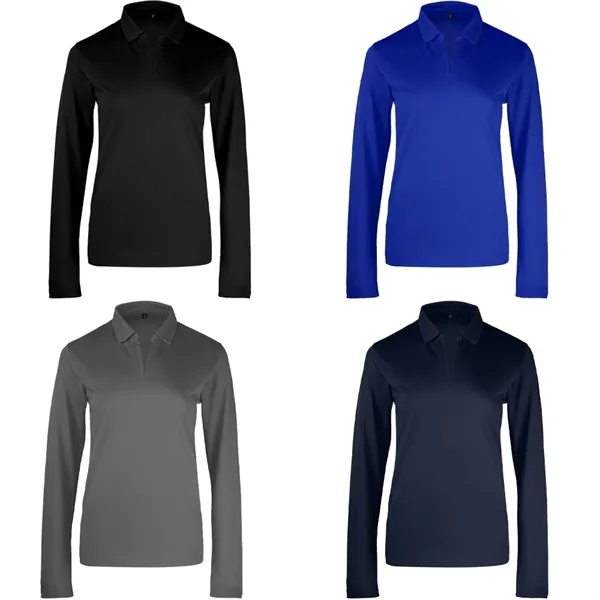 Women's Sport Micro Pique Long Sleeve Polo Shirt - Women's Sport Micro Pique Long Sleeve Polo Shirt - Image 3 of 4