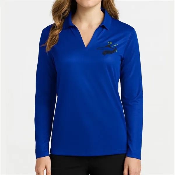 Women's Sport Micro Pique Long Sleeve Polo Shirt - Women's Sport Micro Pique Long Sleeve Polo Shirt - Image 4 of 4