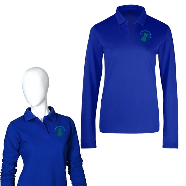 Women's Sport Micro Pique Long Sleeve Polo Shirt - Women's Sport Micro Pique Long Sleeve Polo Shirt - Image 1 of 4