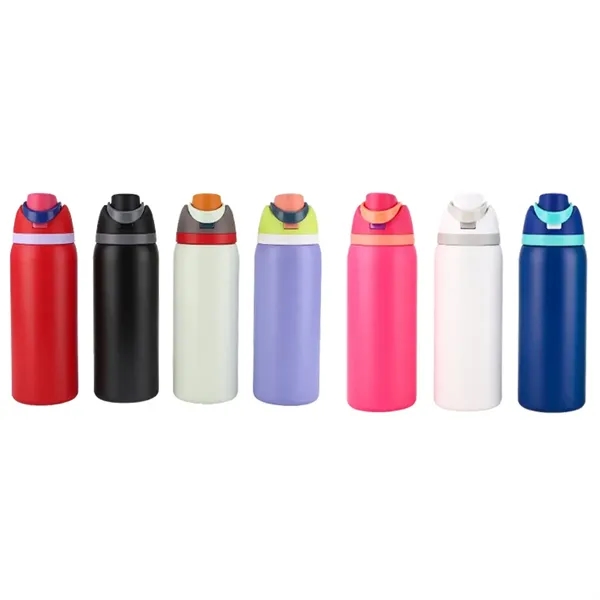 16 Oz Insulated Stainless Steel Water Bottle with Straw - 16 Oz Insulated Stainless Steel Water Bottle with Straw - Image 2 of 6