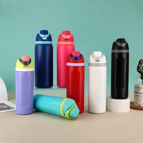 16 Oz Insulated Stainless Steel Water Bottle with Straw - 16 Oz Insulated Stainless Steel Water Bottle with Straw - Image 3 of 6