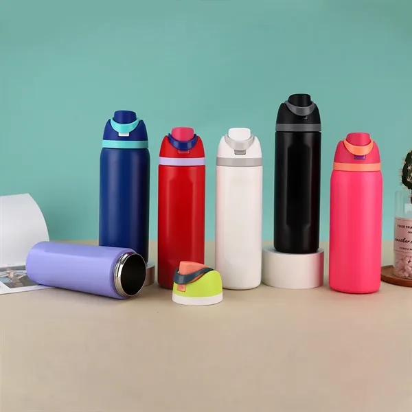 16 Oz Insulated Stainless Steel Water Bottle with Straw - 16 Oz Insulated Stainless Steel Water Bottle with Straw - Image 5 of 6