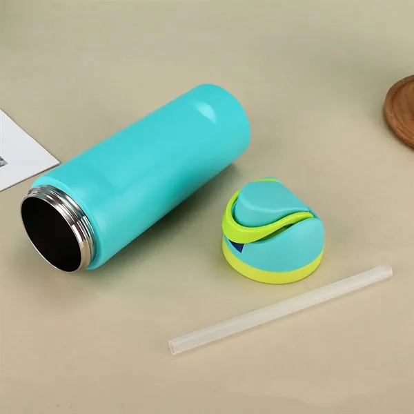 16 Oz Insulated Stainless Steel Water Bottle with Straw - 16 Oz Insulated Stainless Steel Water Bottle with Straw - Image 6 of 6