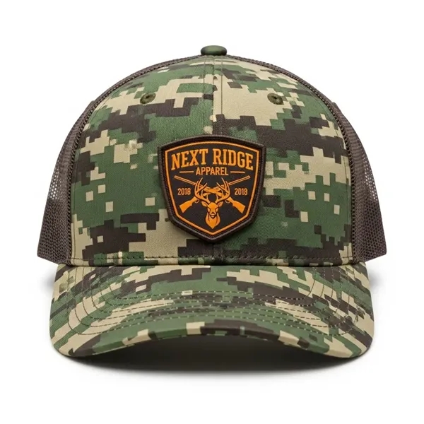 Richardson 6-Panel Snapback Trucker Hat w/Leather Patches - Richardson 6-Panel Snapback Trucker Hat w/Leather Patches - Image 0 of 11