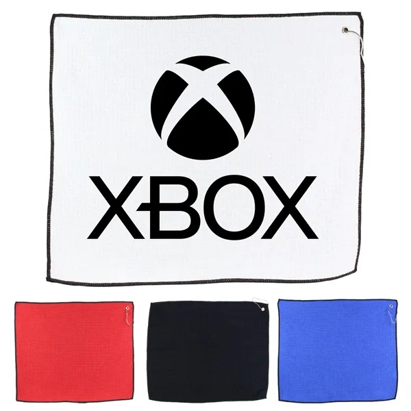15" X 18" RPET Waffle Golf Towel with Hook & Grommet - 15" X 18" RPET Waffle Golf Towel with Hook & Grommet - Image 0 of 8