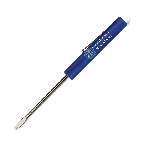 Pocket Screwdriver - Fixed 1/8" Flat Tip Blade w/ Button Top - Pocket Screwdriver - Fixed 1/8" Flat Tip Blade w/ Button Top - Image 0 of 22