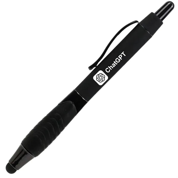 Recycled Rubberized Metallic Pen with Stylus Tip - Recycled Rubberized Metallic Pen with Stylus Tip - Image 1 of 14