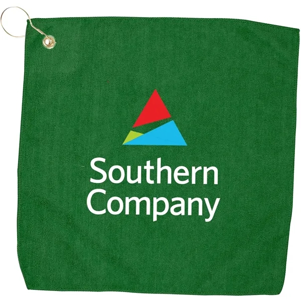 Custom 15" X 15" RPET Hemmed Golf Towel with Hook & Grommet