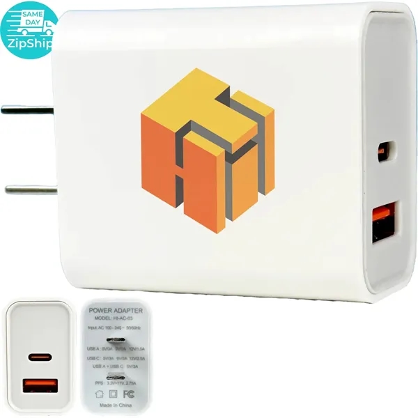 Custom 2 In1 Usb Wall Charger 30w