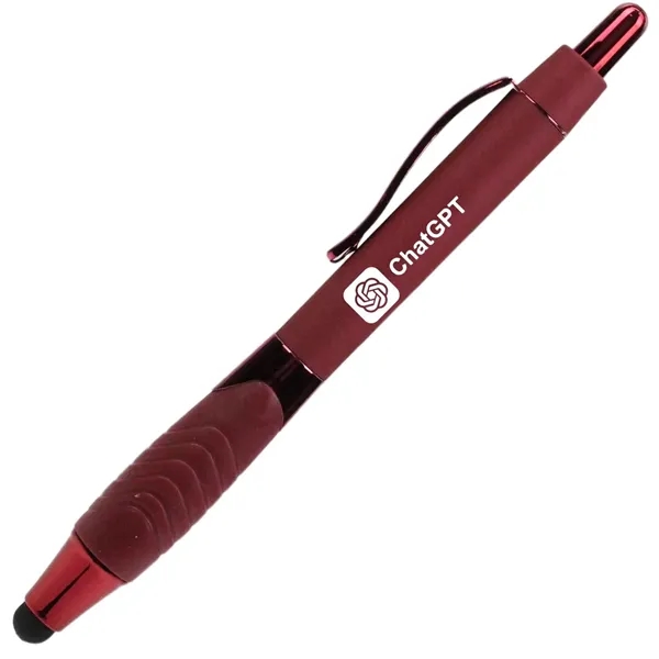 Recycled Rubberized Metallic Pen with Stylus Tip - Recycled Rubberized Metallic Pen with Stylus Tip - Image 7 of 14