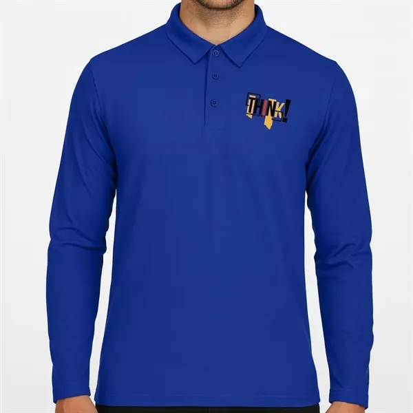 Men'S Sport Micro Pique Long Sleeve Polo Shirt - Men'S Sport Micro Pique Long Sleeve Polo Shirt - Image 3 of 3