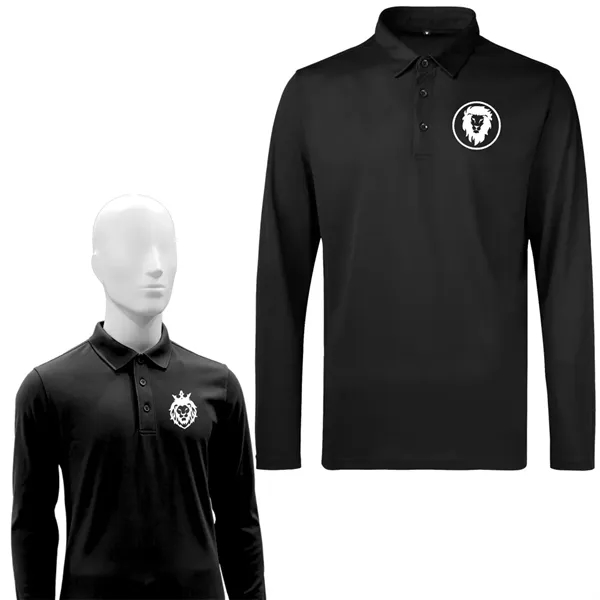 Men'S Sport Micro Pique Long Sleeve Polo Shirt - Men'S Sport Micro Pique Long Sleeve Polo Shirt - Image 0 of 3