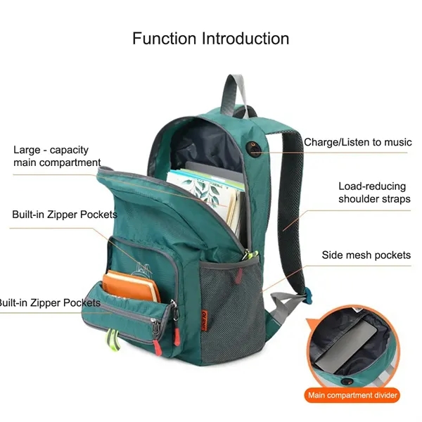 Foldable Ultra Light Large Capacity Outdoor Hiking Backpack - Foldable Ultra Light Large Capacity Outdoor Hiking Backpack - Image 2 of 13