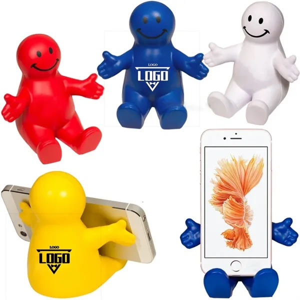 Squeezable Smile Face Guy Stress Reliever Phone Holder - Squeezable Smile Face Guy Stress Reliever Phone Holder - Image 0 of 2