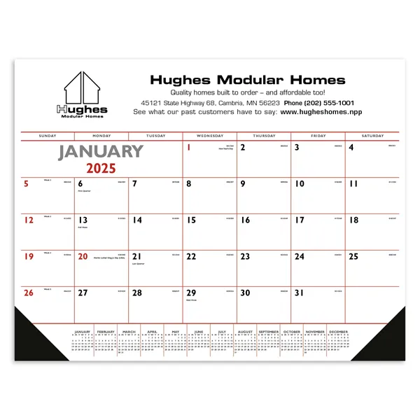 Triumph® Calendars Red & Black Desk Pad with Vinyl Corners - Triumph® Calendars Red & Black Desk Pad with Vinyl Corners - Image 0 of 2