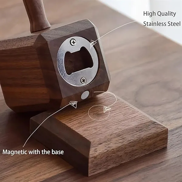 Wooden Ornaments Thor Hammer Built In Magnet Bottle Opener - Wooden Ornaments Thor Hammer Built In Magnet Bottle Opener - Image 2 of 3