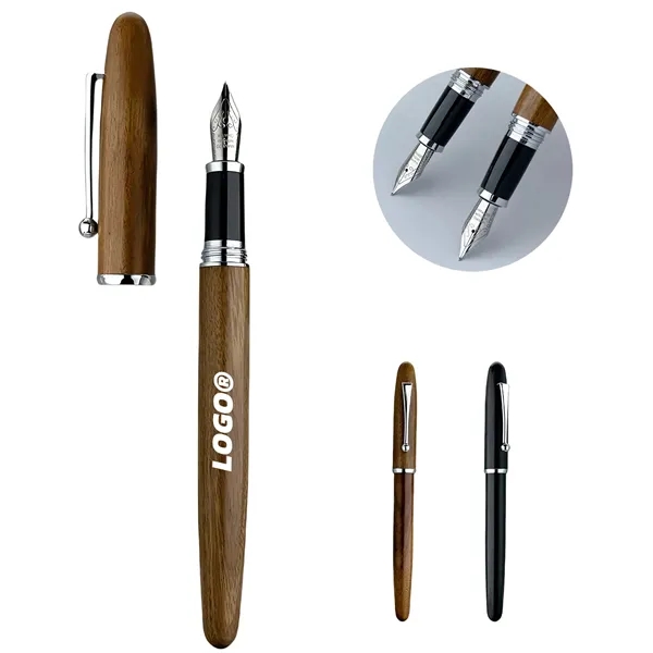 Custom Wooden Fountain Pen Metal Clip  Writing Gift Item - Custom Wooden Fountain Pen Metal Clip  Writing Gift Item - Image 0 of 6