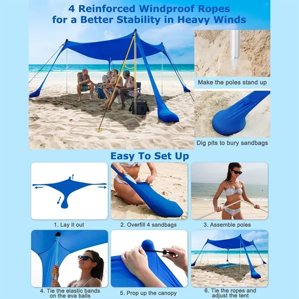 Elastic Sun Shade Canopy Tent For Beach And Outdoor Events - Elastic Sun Shade Canopy Tent For Beach And Outdoor Events - Image 4 of 5