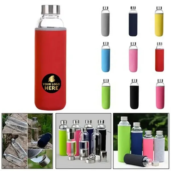 17oz Customizable Clear Glass Sports Water Bottle with Inter - 17oz Customizable Clear Glass Sports Water Bottle with Inter - Image 0 of 1