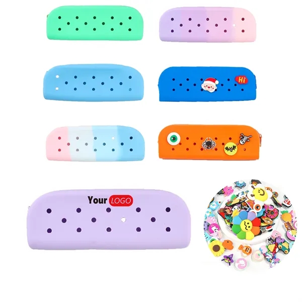 Custom Logo DIY Silicone Mesh Pencil Pouch - Custom Logo DIY Silicone Mesh Pencil Pouch - Image 0 of 5