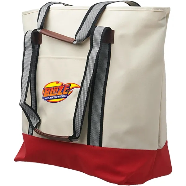 Top Zipper Closure Polyester Cotton Canvas Tote Bags - Top Zipper Closure Polyester Cotton Canvas Tote Bags - Image 2 of 5