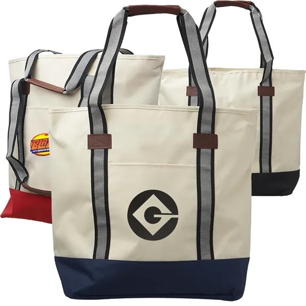 Top Zipper Closure Polyester Cotton Canvas Tote Bags - Top Zipper Closure Polyester Cotton Canvas Tote Bags - Image 0 of 5