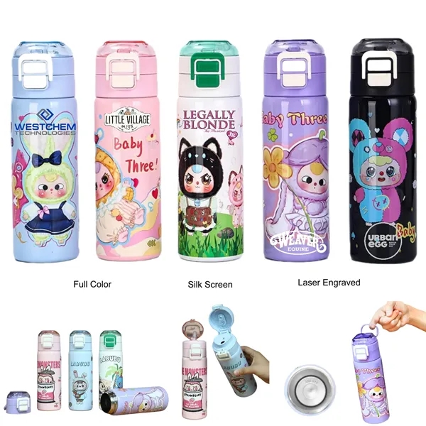17oz Labubu Kids Cartoon Thermos with Straw & Flip Sip Lid - 17oz Labubu Kids Cartoon Thermos with Straw & Flip Sip Lid - Image 0 of 15