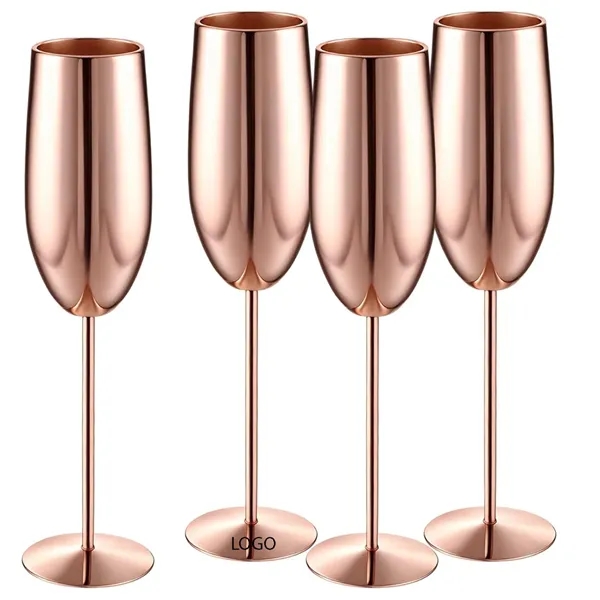 Stainless Steel Stemmed Champagne Flutes - Stainless Steel Stemmed Champagne Flutes - Image 0 of 4