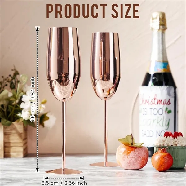 Stainless Steel Stemmed Champagne Flutes - Stainless Steel Stemmed Champagne Flutes - Image 1 of 4