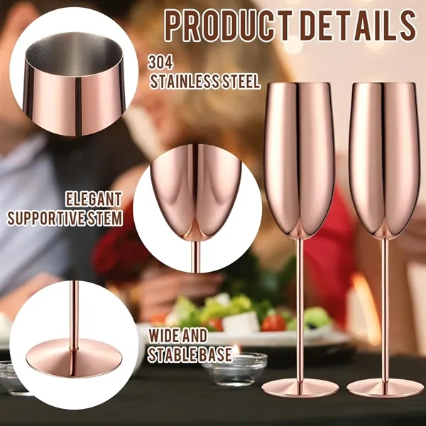 Stainless Steel Stemmed Champagne Flutes - Stainless Steel Stemmed Champagne Flutes - Image 3 of 4