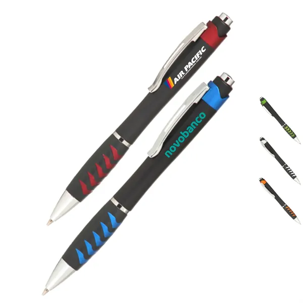 Plastic Ballpoint Pens w/Metallic accents & Colored Grip - Plastic Ballpoint Pens w/Metallic accents & Colored Grip - Image 0 of 5
