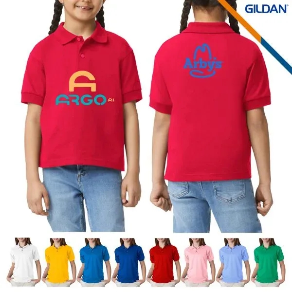 Gildan® 5.6oz Cotton/Polyester Youth Polo Shirts - Gildan® 5.6oz Cotton/Polyester Youth Polo Shirts - Image 0 of 4