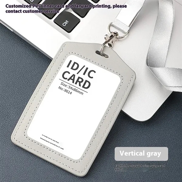 Custom Logo Leather Badge Holder with Lanyard Hook - Custom Logo Leather Badge Holder with Lanyard Hook - Image 3 of 3