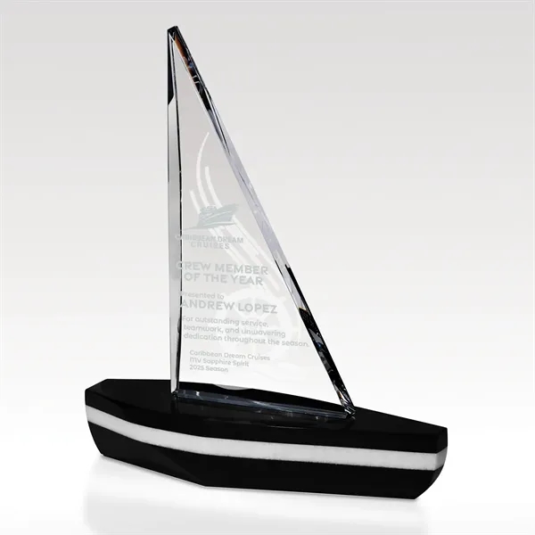 Night Sailor Award - Crystal Sailboat on Granite Base
