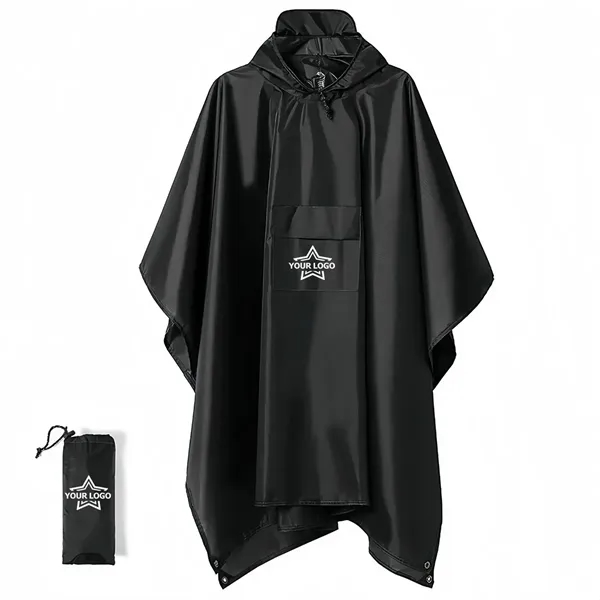 Hooded Rain Poncho Waterproof Raincoat Jacket with Pocket - Hooded Rain Poncho Waterproof Raincoat Jacket with Pocket - Image 0 of 10