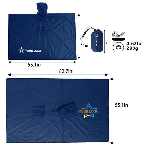 Hooded Rain Poncho Waterproof Raincoat Jacket with Pocket - Hooded Rain Poncho Waterproof Raincoat Jacket with Pocket - Image 1 of 10