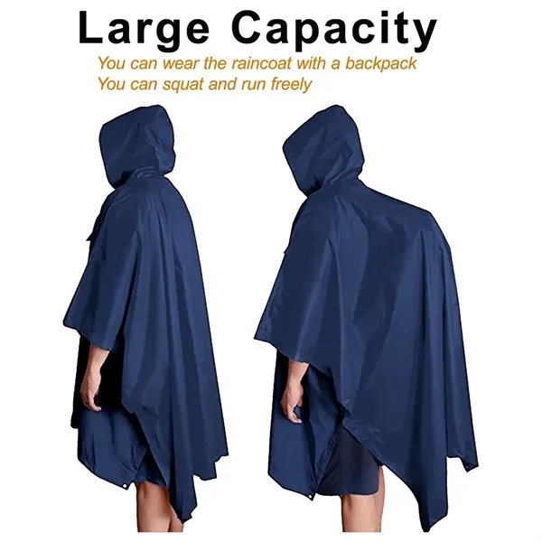 Hooded Rain Poncho Waterproof Raincoat Jacket with Pocket - Hooded Rain Poncho Waterproof Raincoat Jacket with Pocket - Image 2 of 10