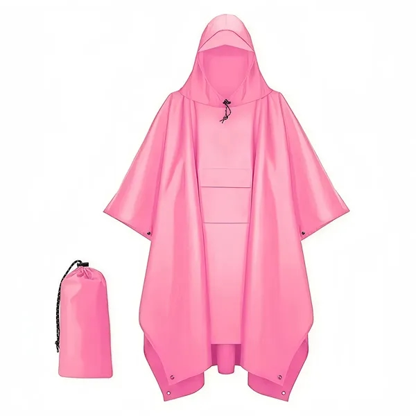 Hooded Rain Poncho Waterproof Raincoat Jacket with Pocket - Hooded Rain Poncho Waterproof Raincoat Jacket with Pocket - Image 9 of 10