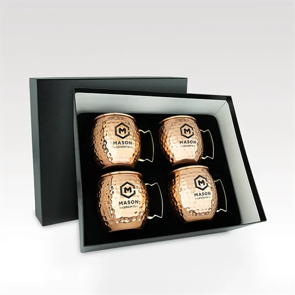 Moscow Mule Mug 4-Piece Set - Hammered Solid Copper