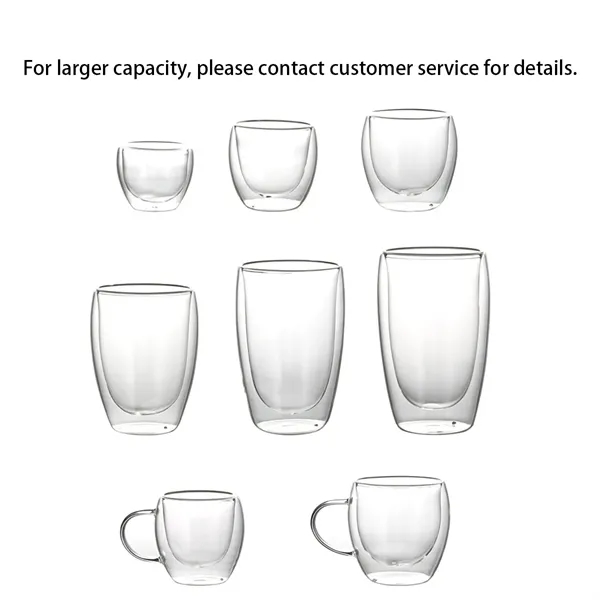 Insulated Double Wall Tumblers Glass Espresso Mugs Cups - Insulated Double Wall Tumblers Glass Espresso Mugs Cups - Image 3 of 4