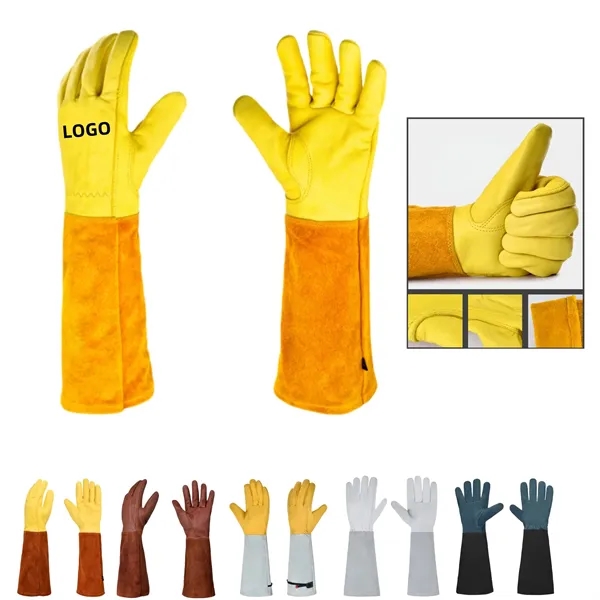 Long-Cuff Cowhide Protective Gloves - Long-Cuff Cowhide Protective Gloves - Image 0 of 9