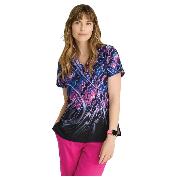 Barco One - Women's Four-Pocket V-Neck Thrive Print Scrub... - Barco One - Women's Four-Pocket V-Neck Thrive Print Scrub... - Image 3 of 5