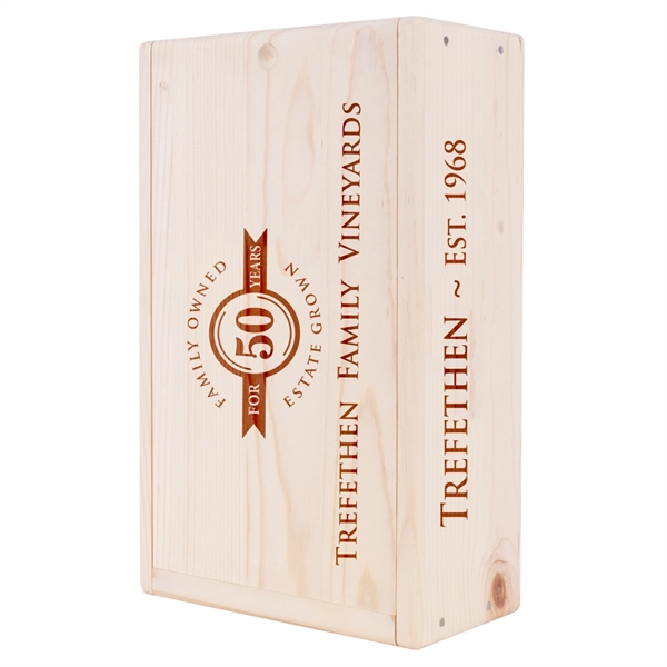 2-Bottle Wood Wine Box - 2-Bottle Wood Wine Box - Image 4 of 6