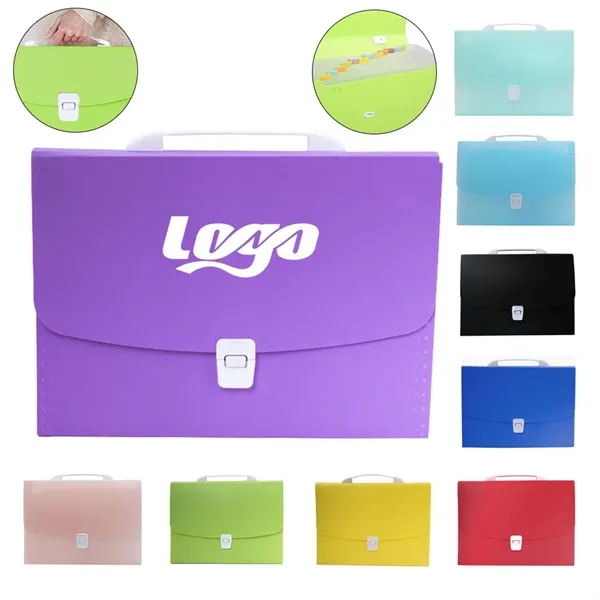 13-Pocket Accordion File Folder with Handle Plastic, A4/Le - 13-Pocket Accordion File Folder with Handle Plastic, A4/Le - Image 0 of 6