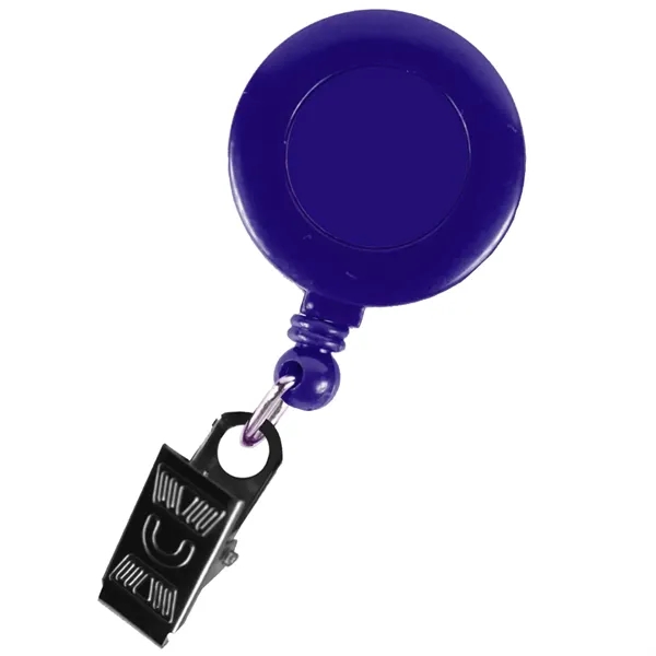 Round Retractable Badge Holder w/ Bulldog clip