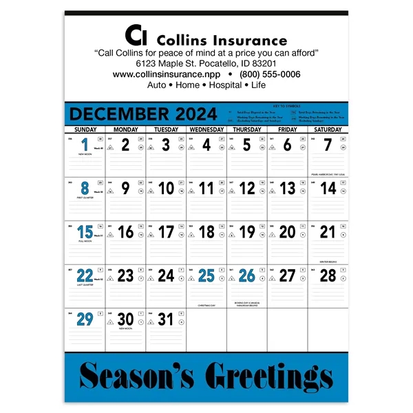 Triumph® Calendars Blue & Black Contractor Memo Calendar - Triumph® Calendars Blue & Black Contractor Memo Calendar - Image 0 of 2