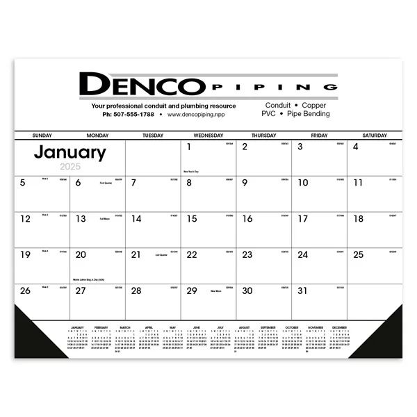 Triumph® Calendars Black & White Desk Pad with Vinyl Corners - Triumph® Calendars Black & White Desk Pad with Vinyl Corners - Image 0 of 2